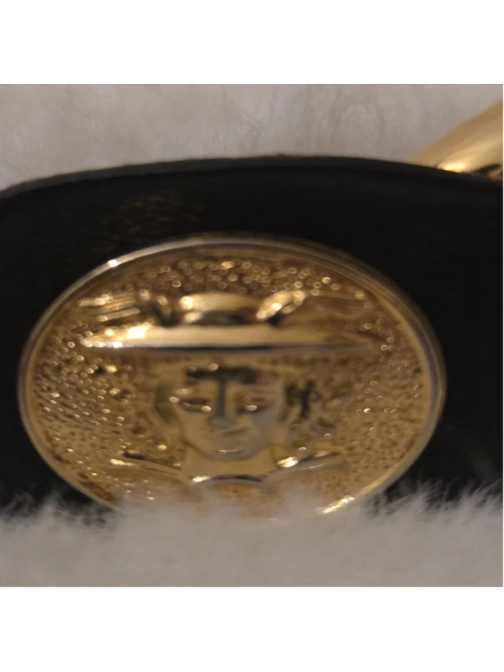 Gianni Versace Vintage gold plated Medusa Coin Leather Belt